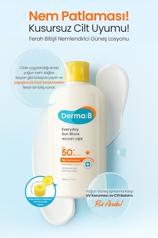 Yüz&vücut İçin, Hızlı Emilen, Cildi Nemle Rahatlatan Güneş Kremi Derma:b Everyday Sun Block Spf50+
