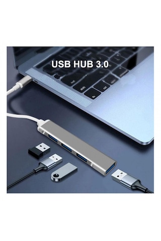 Type C To Usb Hub 4 Port Dönüştürücü Adaptör Apple Uyumlu Macbook & Telefon Uyumlu Hızlı Veri Aktarımı
