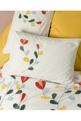 Cotton Box Puff Nakışlı Çift Kişilik Nevresim Takımı Nella Hardal
