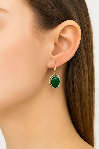 Sarma Serisi Yeşil Akik Taşlı El İşi Kadın Otantik Gümüş Küpe Gümüş