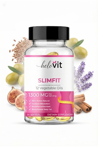 Helovit Slimfit 1300 Mg 12 Bitkisel Yağ İçeren Takviye Ve Yağ Yakım Desteği 30 Softjel