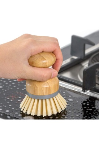 Bambu Palmiye Fırçası, Bulaşıkları Ve Düz Tavaları Temizlemek İçi