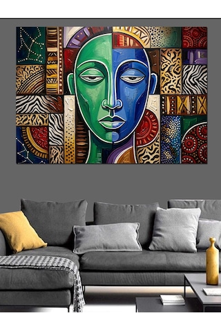 İki Yüzlü Soyut Modern Sanat Dekoratif Kanvas - Mdf Ahşap Tablo