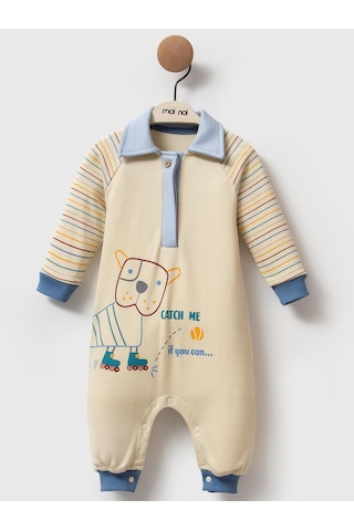 Moi Noi Baby Moi Noi Baskılı 3-12 Ay Tulum - Bej