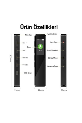 Kb 90 Led Ekranlı 64gb Mp3 Çalar Kesintisiz Ses Kayıt