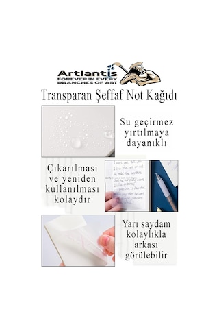 Yapışkanlı Şeffaf Not Kağıdı 50 Yaprak 2 Paket Kare Transparan Postit 75x75mm Yarı Saydam İşaretleyici Aydınger Not