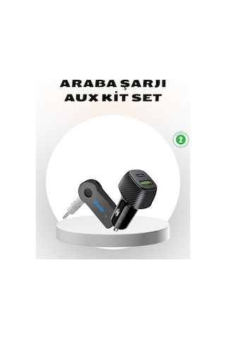 Bluetooth Aux Çevirici Ve Pd Destekli Araç Şarj Cihazı 2 Li Set