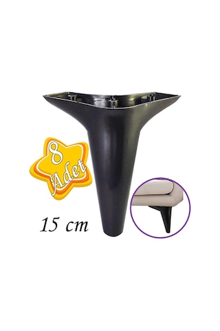 8 Adet Zelve 15 Cm Siyah Lüx Mobilya Kanepe Sehpa Ünite Koltuk Ayağı Baza Ayak