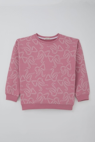 Breeze Kız Çocuk Eşofman Takımı Kurdele Desenli Bel Kısmı Lastikli 9-14 Yaş, Pembe Pembe