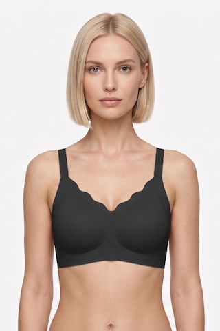 Cottonhill Seamless Bra - Smooth Siyah Lazer Kesim Balensiz Ayarlanabilir Askılı Dikişsiz Kadın Sütyen