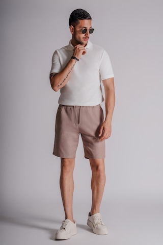 Braccas Erkek Yandan Cepli Beli Lastikli Keten Dokulu Relaxed Fit Jogger Şort Vizon Vizon