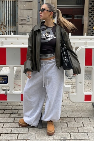 Karmelanj Stoperli Barrel Fit Şardonlu Kadın Eşofman Altı Mg2687 Karmelanj