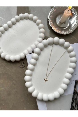Bubble Oval Taş Tozu Dekoratif Tabak 4 Lü