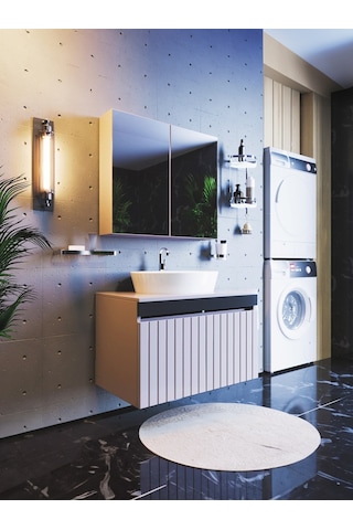 Mina Banyo Dolabı Takımı 75 Cm Özel Seri Gri