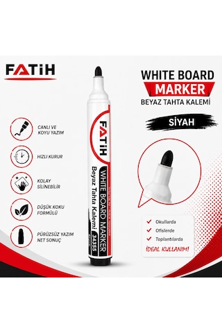 Fatih Beyaz Tahta Kalemi Siyah Whiteboard Marker Silinebilir Hızlı Kuruyan 1 Adet