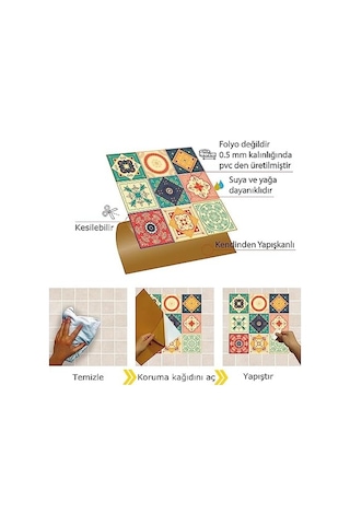 Tink Kendinden Yapışkanlı Fayans Kaplama, Fayans Çıkartması, Duvar Zemin Kaplama Tokyo Desenli Pvc Karo 30x30 Cm 11 Adet / 1 M²