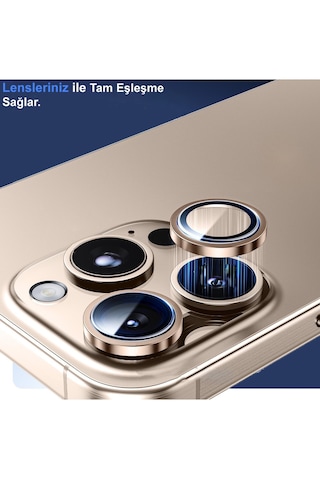 İphone 16 Pro Uyumlu Metal Çerçeveli Kamera Lens Koruyucu-gri
