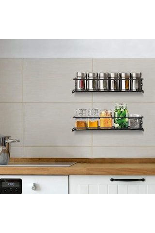 2 Paket Duvar Montaj Baharat Raf Organizatör Metal Asılı Baharat Rafları Tek Katmanlı Baharat Organizatör Raf Kapı, Dolap, Kiler Depolama Tutucular & Amp Raflar 4