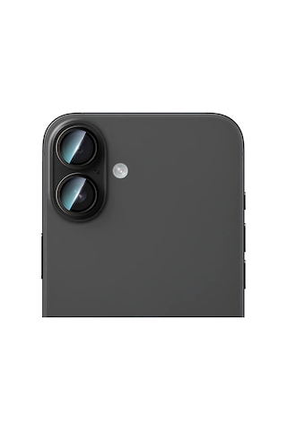 Apple Uyumlu iPhone 16 Caseworld Alloy Serisi Oleofobik Anti Reflective Kamera Lens Koruyucu Siyah