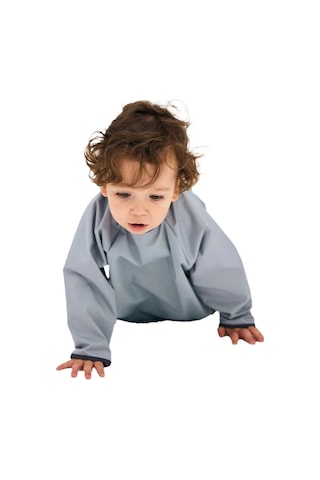 Uzun Kollu Leke Tutmaz Bebek Mama, Oyun Ve Aktivite Önlüğü Gri