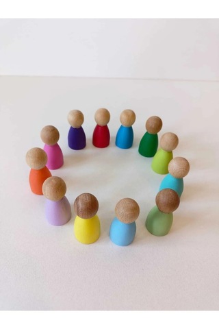 Peg Bebek 12 Li Renkli Insan Figürleri Waldorf