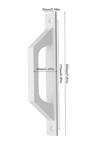 Beyaz Alüminyum Düz Kapı Kolu Sürgülü Veya Kanatlı Kapılar İçin Kol 198 X 25 X 40 Mm İşlevsel Ve
