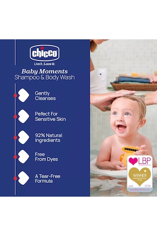 Chicco Baby Moments Doğal Saç ve Vücut Şampuanı 500 Ml
