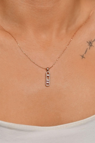 Zirkon Taşlı Rose Özel Tasarım Gümüş Kolye N10134