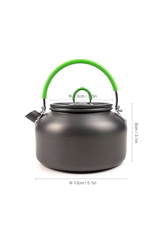 Xiyyadms 0.8l Alüminyum Çelik Taşınabilir Kamp Çaydanlığı - Yeşil Kollü, Hiking Ve Piknik İçin Hafif Dış Mekan Su Kaynakı Yeşil