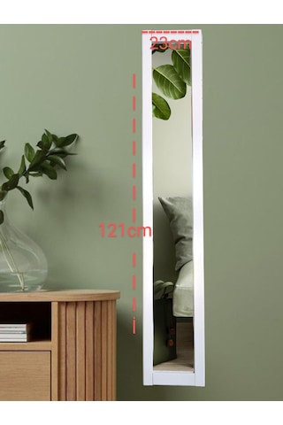 Beyaz Ahşap Dekoratif Duvar Ayna 121 23 Beyaz