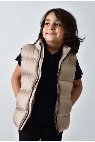Banada Moda Erkek Çocuk Mat Bej Şişme Yelek Bej