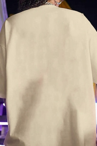 Unisex Şeytan Kalp Baskılı Oversize Tshirt Bej
