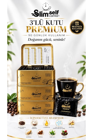 Slimself R.fitdetox Premium Form Kahvesi 90 Günlük Kullanım Üçlü Kutu Çözünebilir