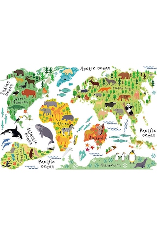 Vkemall Büyük Çocuklar Eğitici Hayvan Yer İşaretleri Dünya Haritası Soy Ve Yapıştır Duva Çok Renkli