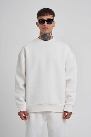 Mbb E-ticaret Erkek Bisikilet Yaka 3 Plik Pamuklu Sweatshirt - Beyaz