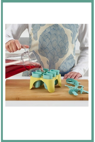 6 Adet Çubuk Dondurma Kalıbı Turkuaz-sarı Renk Polipropilen Dondurma-meyve Suyu Kalıbı