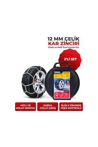 12mm No: 10 Profesyonel Oto Kar Zinciri, Binek Ve Hafif Ticari Araçlar İçin