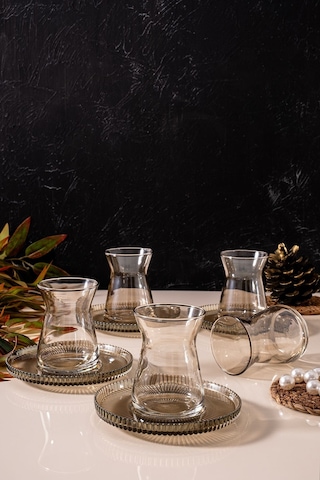 Mest Lura 6 Kişilik 12 Parça Füme Çay Bardağı Seti 132 Cc - Modern Zarafet Ve Sofistike Çay Füme