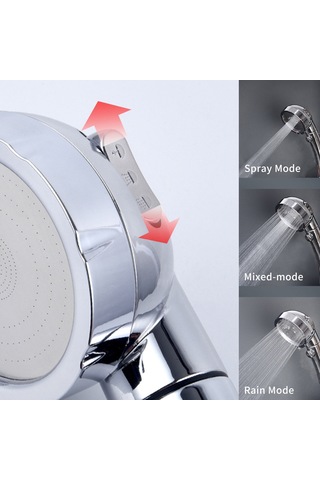 Xindoker Chrome Kapaklı El Tipi Duş Başlığı - Tek Tuşla Suyı Durdur, 3 Fonsiyonlu Yağmur, Sprey, Karışık , Ayrıntı Temizliği İçin Ayırılabilir, Evrensel 4 Parça Bağlantı Diğer