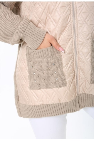 Kadın Hırka Büyük Beden Kapüşonlu Kapitone Cepli