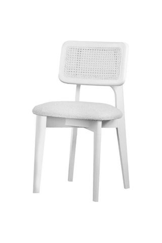 Zeus Hazeranlı Ahşap Bohem Sandalye Beyaz