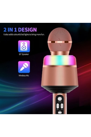 Didadodo Bluetooth Mikrofonu - Led Işıklı, Tf Kartlı, Kompakt Hoparlör 112 Karakter, Şarkı Yorumları İçin İdeal