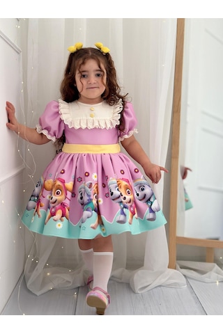 H L Y Karol Tasarım Paw Patrol Vintage Kız Bebek Elbise,doğum Günü Elbise,fotoğraf Çekim Elbise,0-12 Yaş Uygun Lila