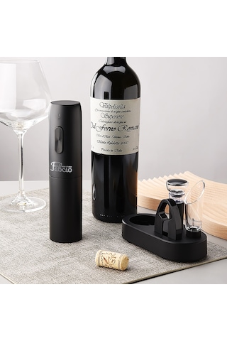 Fabcio Vino Elektrikli Otomatik Şarap Açacağı, Tirbuşon Şarj Edi Siyah