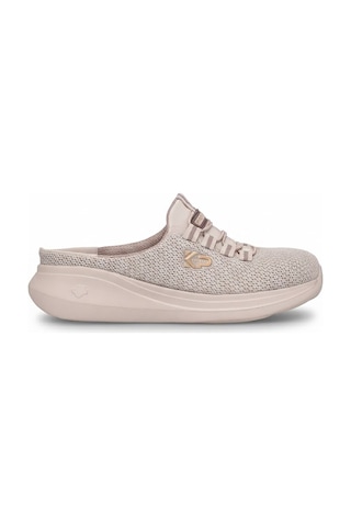 King Paolo D5109 Krakers Sabo Kadın Memory Foam Düz Sandalet Bej Bej