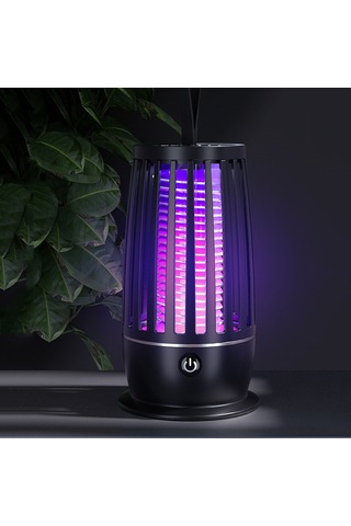 Mufunye Usb Şarjlı Led Akıllı Sinek Öldürücü, Işıklı Sönük Işık Ve Sinek Tutucu 2'li Birleşik, Dahili Li-pol Batarya, Siyah