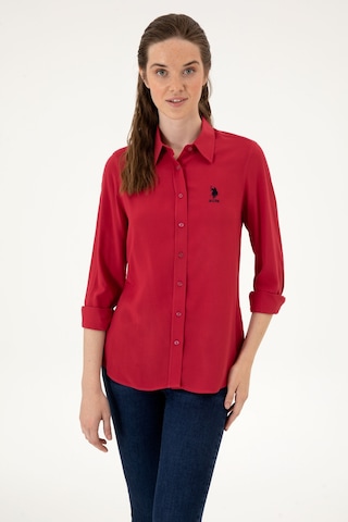 U.s. Polo Assn. Kadın Gömlek Desenli 50316429-vr104 Koyu Frambuaz/dark Raspberry