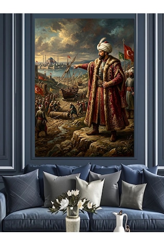 Fatih Sultan Mehmet Tablosu Dekoratif Kanvas - Mdf Ahşap Tablo