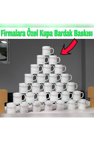 Firmalara Özel Logo Baskılı Kupa Bardak Çift Taraflı Logo İsim