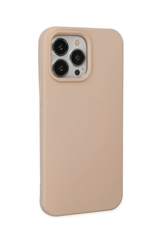 Mey İthalat iPhone Uyumlu 14 Pro Max Kılıf Nano İçi Kadife Silikon - Pudra